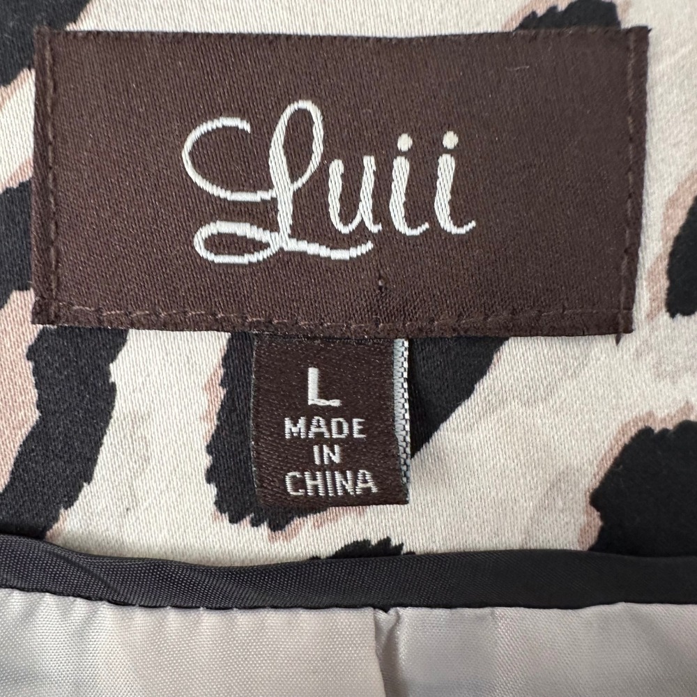 LUII LEOPARD PRINT MID-LENGTH DRESS COAT LARGE - Picture 3 of 10